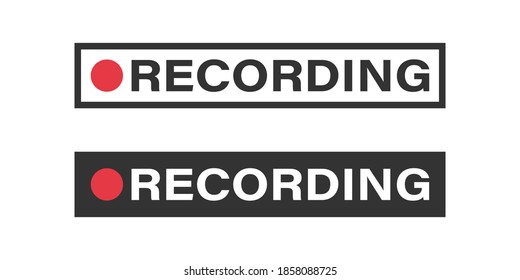 Framed recording signs or currently recording buttons. Recording vector icon buttons. Concept icons. Vector illustration