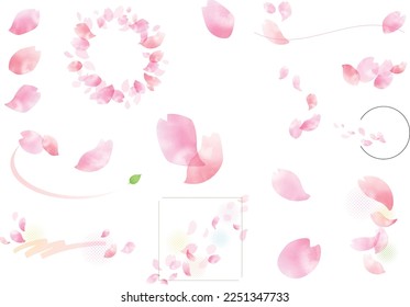 eingerahmte Reihe von Kirschblüten in Aquarellfarben