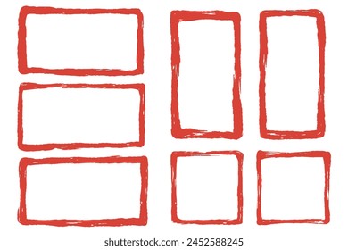 Framed set of red squares painted by brush