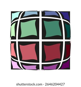 Framed sphere design. Bordered circular element. Colorful ball graphic. Vector round illustration.