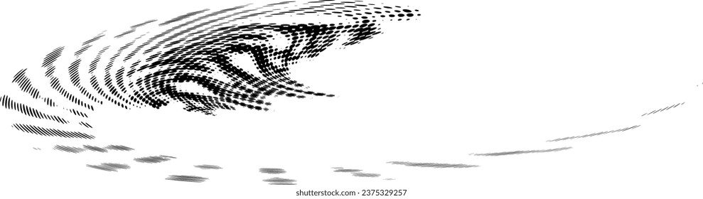 Framed with swirling polka dot beams. Halftone outline. Space for copying text. Vector.