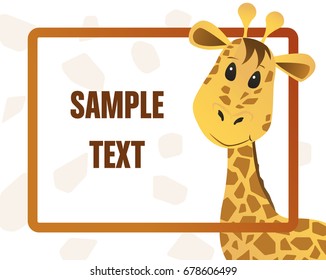 Framed template design with cute giraffe character