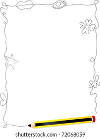 Frame-drawn pencil sketches, vector