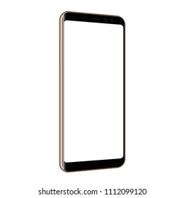 Frameless cellphone mock up - left perspective view. Vector illustration