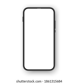 Frameless phone with thin borders and blank empty screen.