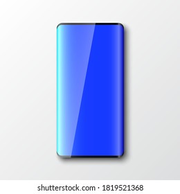 smartphone sin marco con pantalla azul. Ilustración vectorial.