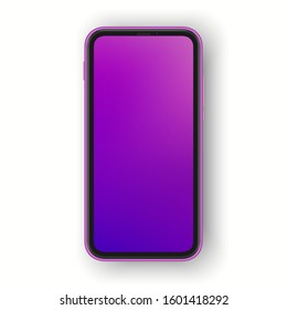 Frameless smartphone. Cellphone mock up isolated on white