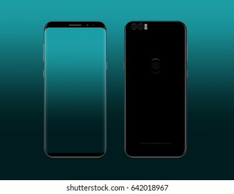 Frameless smartphone design concept. Borderless smart phone illustration. Edgeless smartphone model realistic vector.