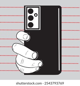 frameless smartphone held by man isolated