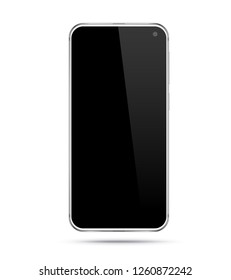 Frameless smartphone isolated on white background. Mobile phone with blank screen. Vector illustration