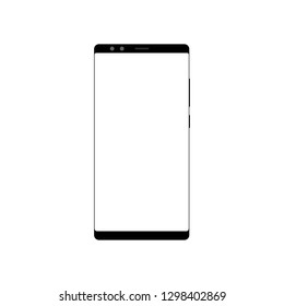 Frameless smartphone mock up with blank screen isolated on white background. Template design