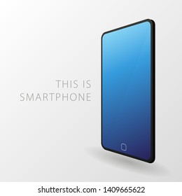 Frameless Smartphone on white background with blue screen