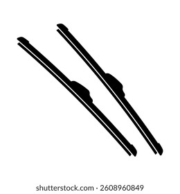Frameless windshield wiper blades icon. Black silhouette. Front side view. Vector simple flat graphic illustration. Isolated object on white background. Isolate.