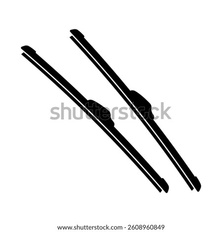 Frameless windshield wiper blades icon. Black silhouette. Front side view. Vector simple flat graphic illustration. Isolated object on white background. Isolate.