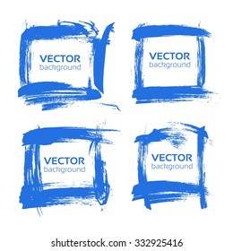 Frames from abstract blue thick strokes isolated on white background