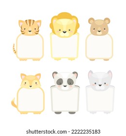 Frames with Animal Heads or Notebook Page for Notes Vector Set