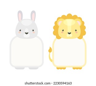 Frames with Animal Heads or Notebook Page for Notes Vector Set