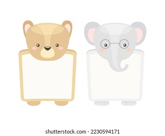 Frames with Animal Heads or Notebook Page for Notes Vector Set