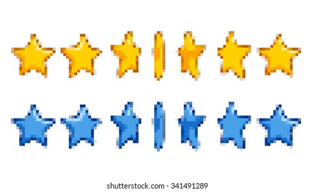 The Frames Of Animation For The Game. Cartoon Rotation Of The Star.