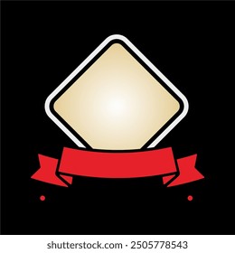frames and badges for logos or other brands, a combination of rounded box shapes with red ribbon ornaments, the resulting impression is a classic design