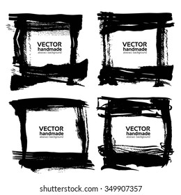 Frames  banners  from abstract black thick smear of paint isolated on a white background