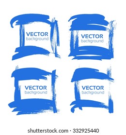 Frames from blue thick strokes isolated on white background
