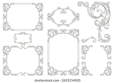 Frames And Borders. Classical baroque vector of vintage element for design. Decorative design element filigree calligraphy vector. You can use for wedding decoration of greeting card.