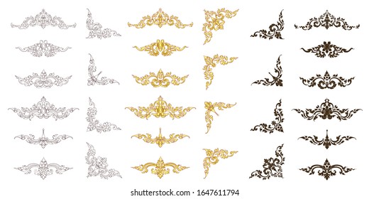 frames and borders. Frame with corner Thailand line floral for picture, Vector design decoration pattern style. border design is pattern