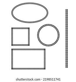 Frames and borders set made of bicycle chain. Square, rectangle, circle, ellipse.  Vector illustration