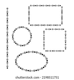 Frames and borders set made of bicycle chain rings tools. Square, rectangle, circle, ellipse.  Vector illustration