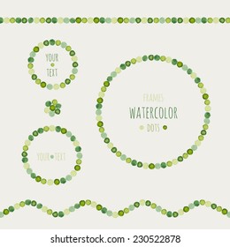 Frames and borders from watercolor dots