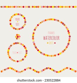 Frames and borders from watercolor dots