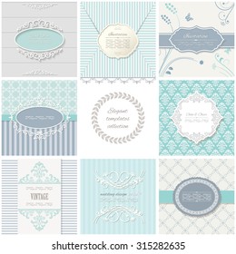 Frames, cards, patterns. Vintage templates.
