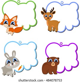Frames with Cartoon Animals. Blank frames with cartoon animals holding up the frames. Vector cartoon animals: fox, bear, deer, hare