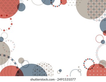Frames with circular objects and hand-drawn patterns, pop backgrounds