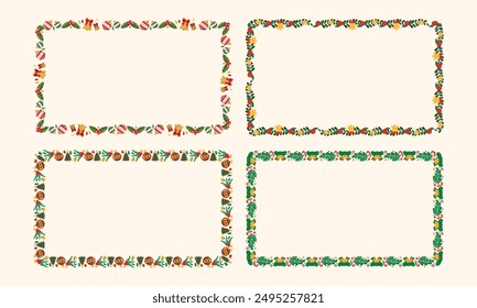 Frames collection for christmas season celebration, christmas wreath concept.
