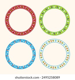 Frames collection for christmas season celebration, christmas wreath concept.