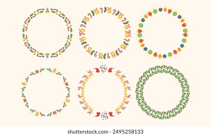 Frames collection for christmas season celebration, christmas wreath concept.