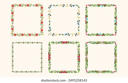 Frames collection for christmas season celebration, christmas wreath concept.