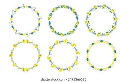 Frames collection for christmas season celebration, christmas wreath concept.