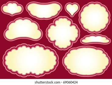 Frames collection on the red background. Vector illustration.