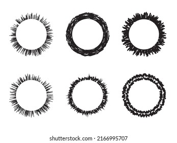 Frames collection. Set of different  shapes frames. Round frames with irregular edges