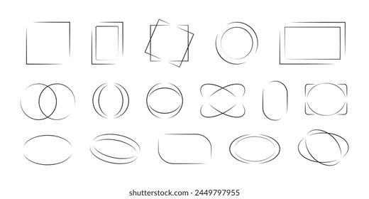 Frames collection. Set of minimalistic linear different frames. Vector illustration. 