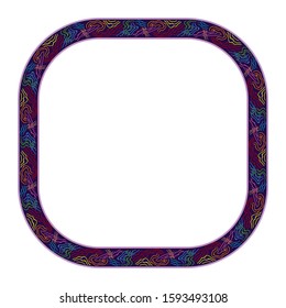 frames with colorful motif, abstract border theme, delimiter for text or banner, flat design with isolated white background.