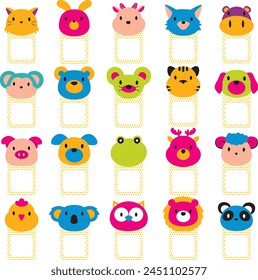 Frames with cute animals heads eps vector