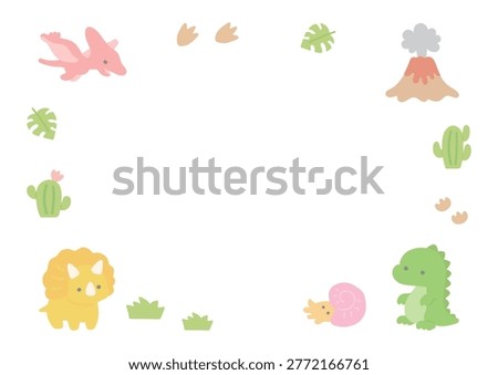 Frames of cute dinosaurs and white copy space