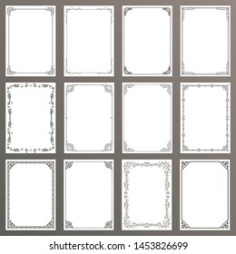 Frames decorative and borders standard rectangle proportions backgrounds vintage design elements set