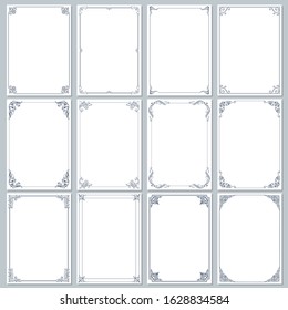 Frames decorative and borders standard rectangle proportions backgrounds vintage design elements set