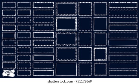 Frames doodle vector. Set of simple scribbles. Pencil effect collection. Pen drawing. Curve borders. Scrawl bundle. Sketch frames. Isolated frames. Business or education sketches.