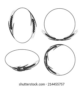 Frames with ears of wheat, barley or rye, vector illustration. Can be used for bread packaging, beer labels etc.